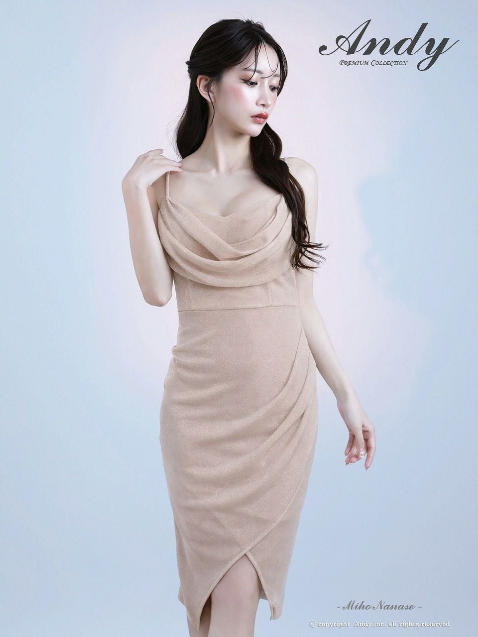 Andy アンディ ワンカラー バストドレープ キャミ アシンメトリー