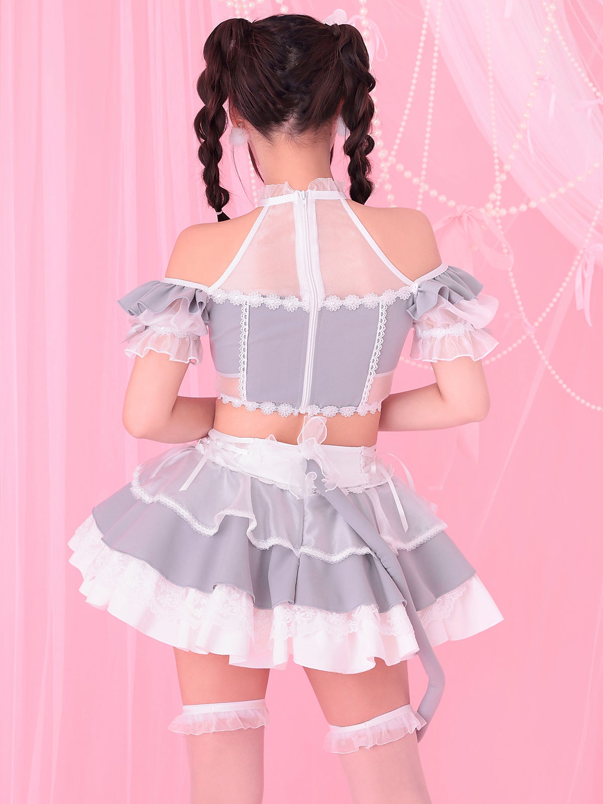 【7点セット】Malymoon マリームーン チュールミーセパレートメイドキャット[ブラック/グレー] mlcs25130