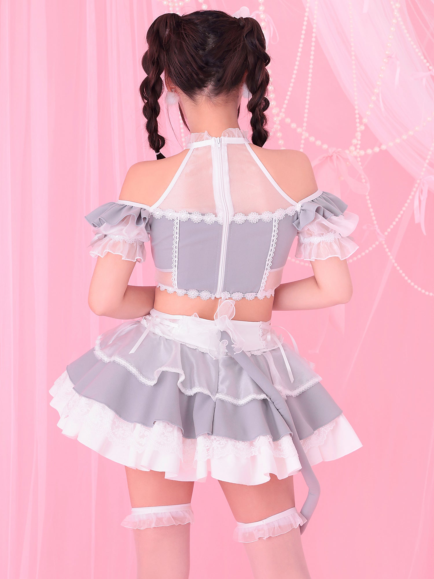【7点セット】Malymoon マリームーン チュールミーセパレートメイドキャット[ブラック/グレー] mlcs25130