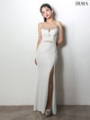 IRMA イルマ オフショル/ウエストカット/ビジュー/ラインストーンショルダーチェーン/スリット入り/タイト ロングドレス ir61026-c