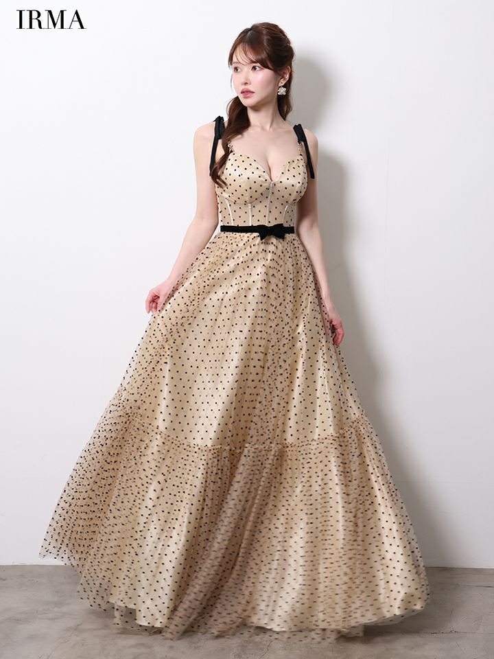 IRMA イルマ ClassicalDot/ドット柄/バイカラー/ポイントリボン/コルセット/姫/ロングドレス ir61060