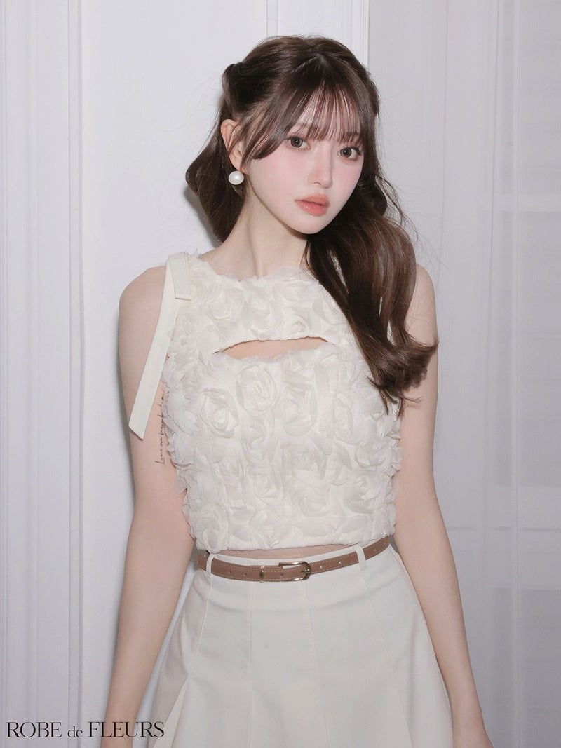 ROBE de FLEURS ローブドフルール 【XSサイズあり】 フラワーレースリボンセットアップミニキャバドレス fm4340