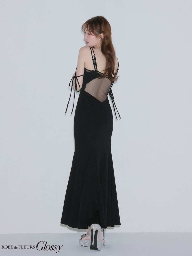 Glossy ローブドフルールグロッシー 【XS～Lサイズあり】シアードッキングフロントジップマーメイドロングキャバドレス gl4341