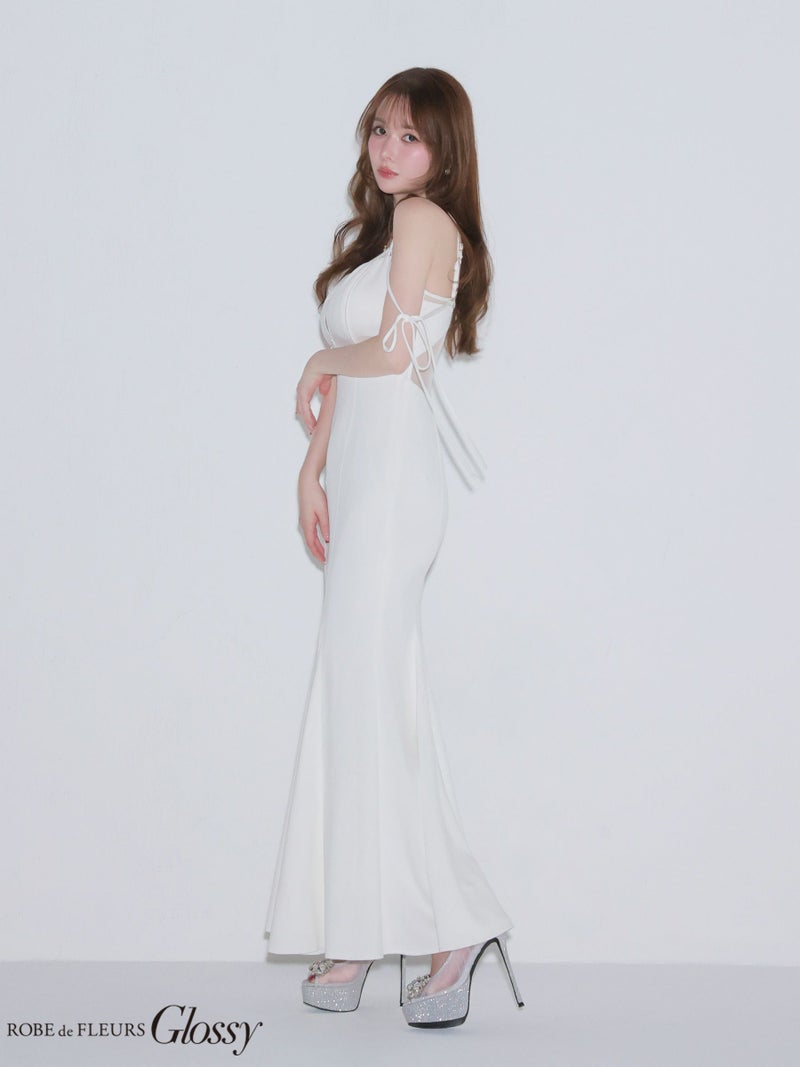 Glossy ローブドフルールグロッシー 【XS～Lサイズあり】シアードッキングフロントジップマーメイドロングキャバドレス gl4341