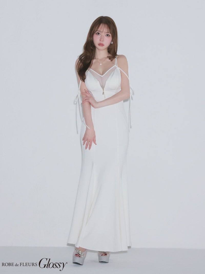 Glossy ローブドフルールグロッシー 【XS～Lサイズあり】シアードッキングフロントジップマーメイドロングキャバドレス gl4341