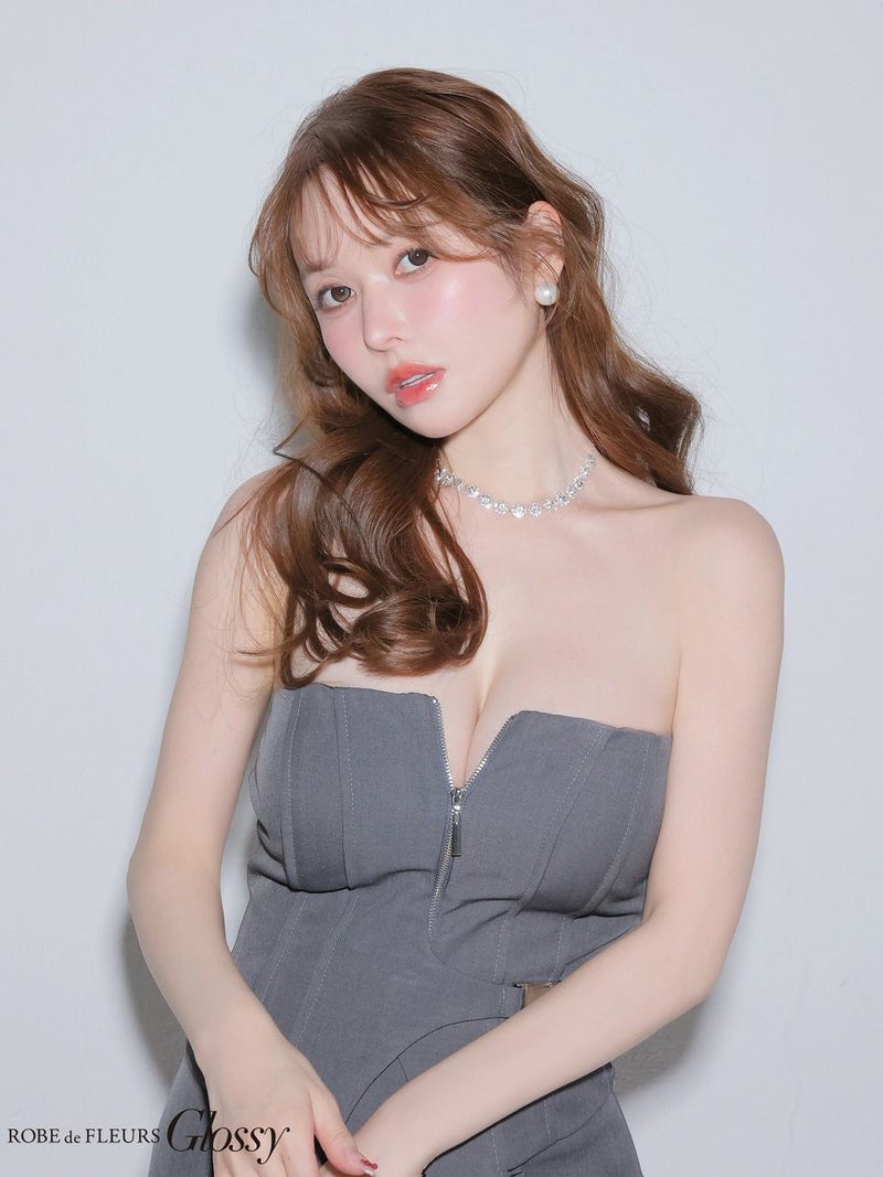 Glossy ローブドフルールグロッシー 【XSサイズあり】フロントジップサイドベルトセットアップミニキャバドレス gl4164