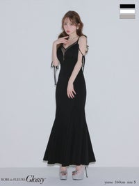 Glossy ローブドフルールグロッシー 【XS～Lサイズあり】 シアードッキングフロントジップマーメイドロングキャバドレス gl4341-c