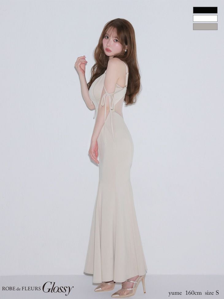 Glossy ローブドフルールグロッシー 【XS～Lサイズあり】 シアードッキングフロントジップマーメイドロングキャバドレス gl4341-c