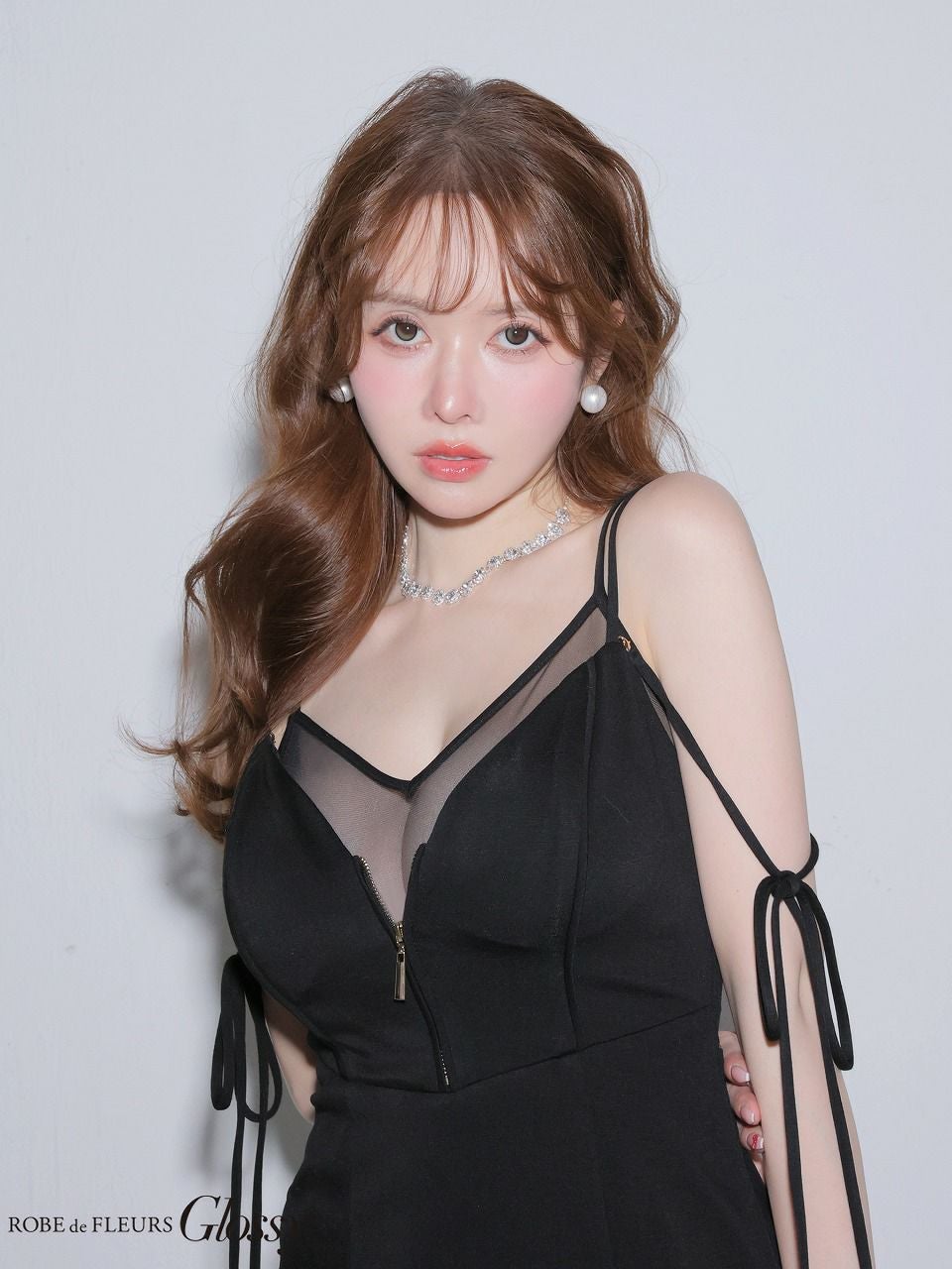 Glossy ローブドフルールグロッシー 【XS～Lサイズあり】 シアードッキングフロントジップマーメイドロングキャバドレス gl4341-c