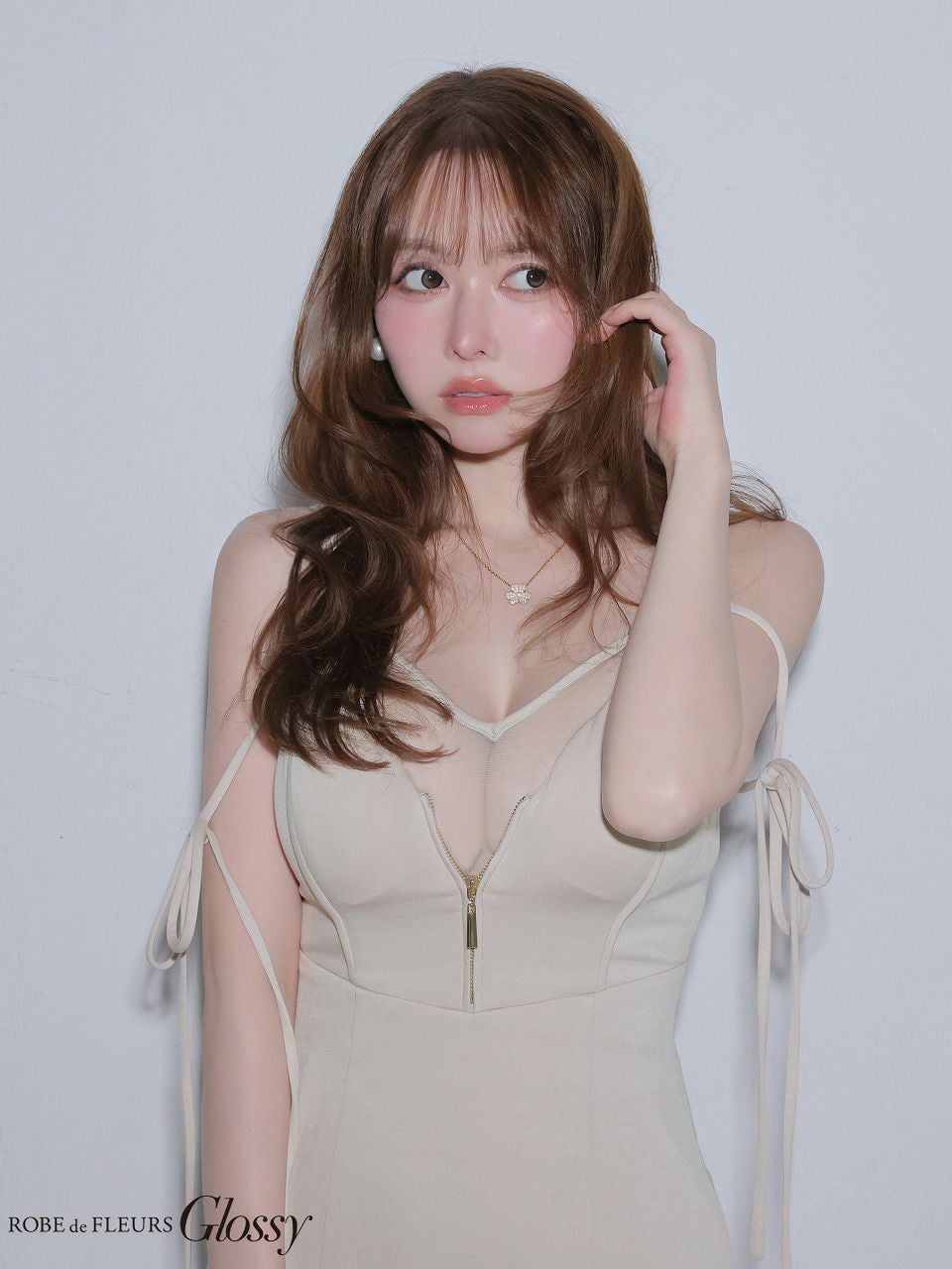 Glossy ローブドフルールグロッシー 【XS～Lサイズあり】 シアードッキングフロントジップマーメイドロングキャバドレス gl4341-c