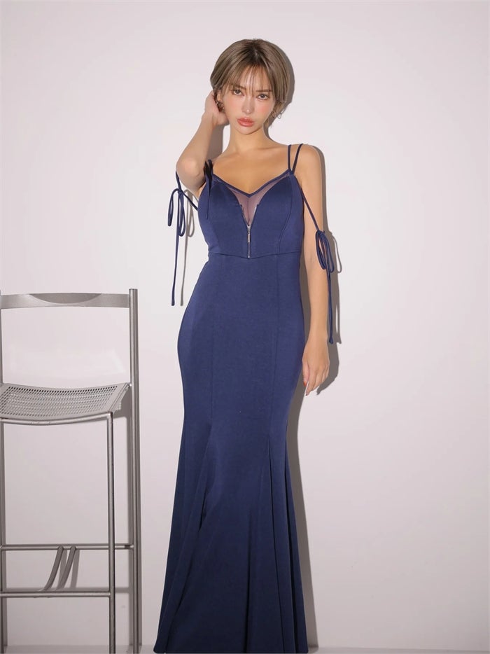 Glossy ローブドフルールグロッシー 【XS～Lサイズあり】シアードッキングフロントジップマーメイドロングキャバドレス gl4341-c