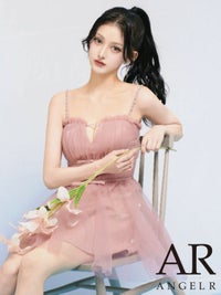 AngelR エンジェルアール ベアトップフリルビジューチェーンウエストリボンフレアマイクロミニドレス ar26804