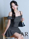 AngelR エンジェルアール オフショルダーレイヤードデザインプリーツセパレートAラインフレアマイクロミニドレス ar26207
