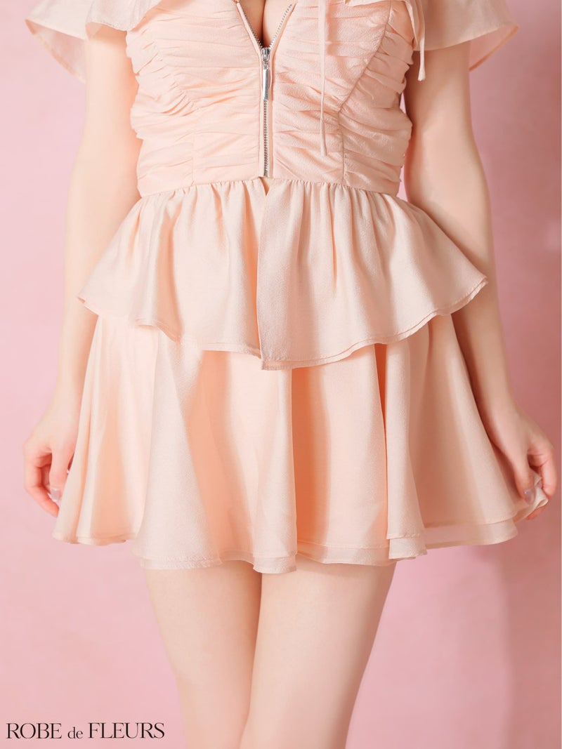 ROBE de FLEURS ローブドフルール 【XSサイズあり】フリルオフショルリボンミニセットアップキャバドレス fm3484-c