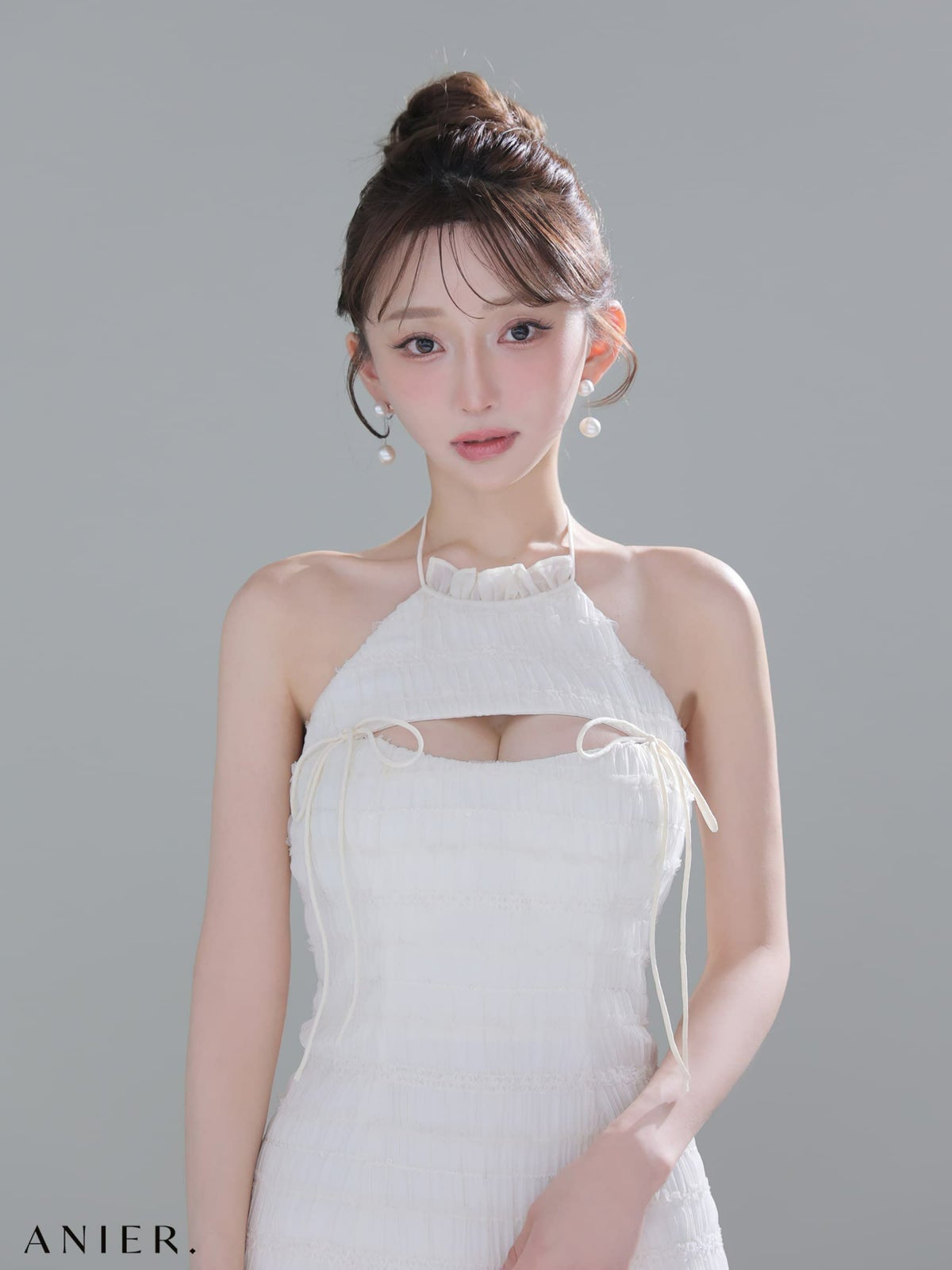 ROBE de FLEURS anier.ROBE ローブドフルール アニエルローブ 【XSサイズあり】Chiffon amesuri bust cutout tight mini dress fm-anier4061-c