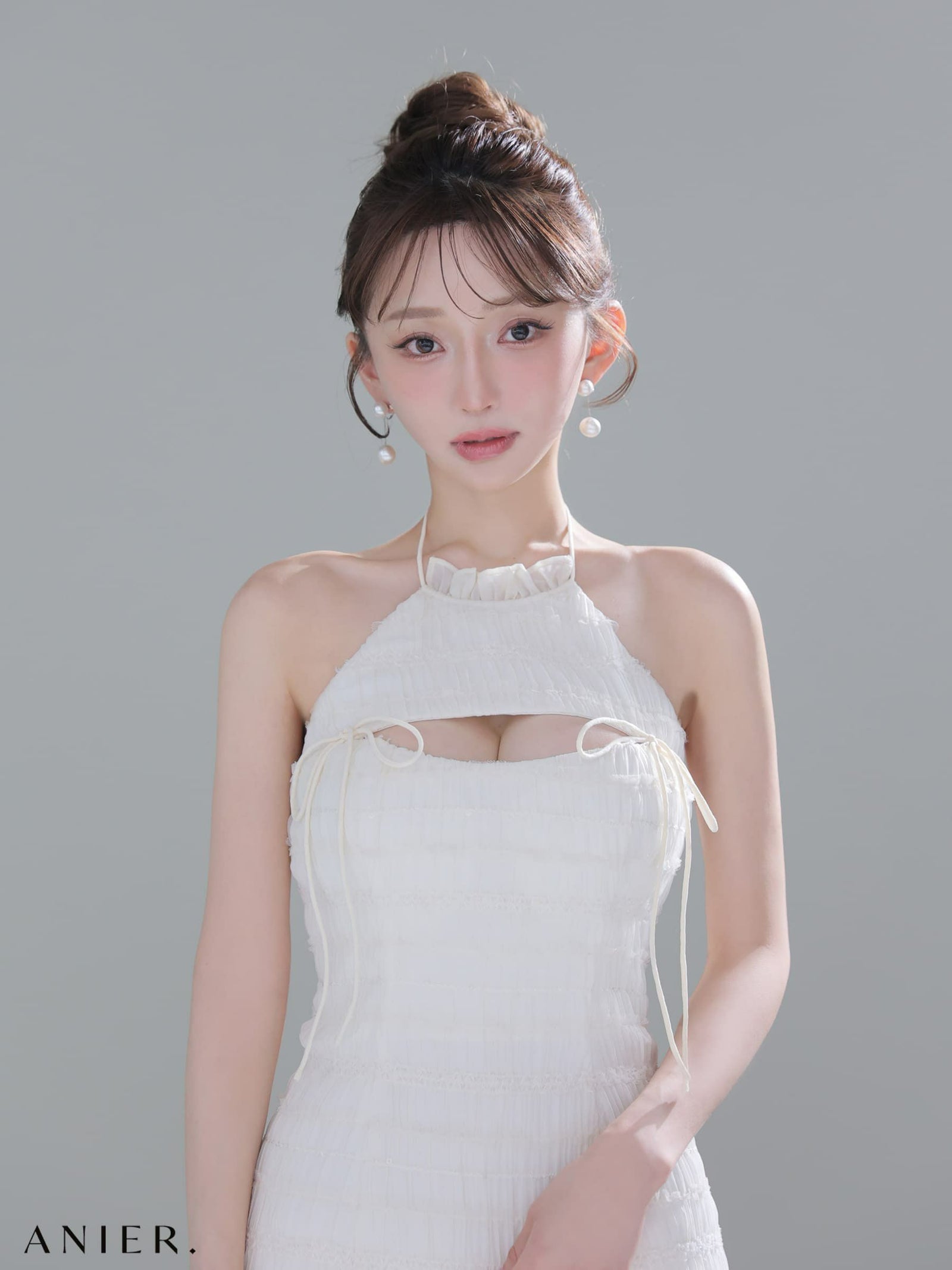 ROBE de FLEURS anier.ROBE ローブドフルール アニエルローブ 【XSサイズあり】Chiffon amesuri bust cutout tight mini dress fm-anier4061-c