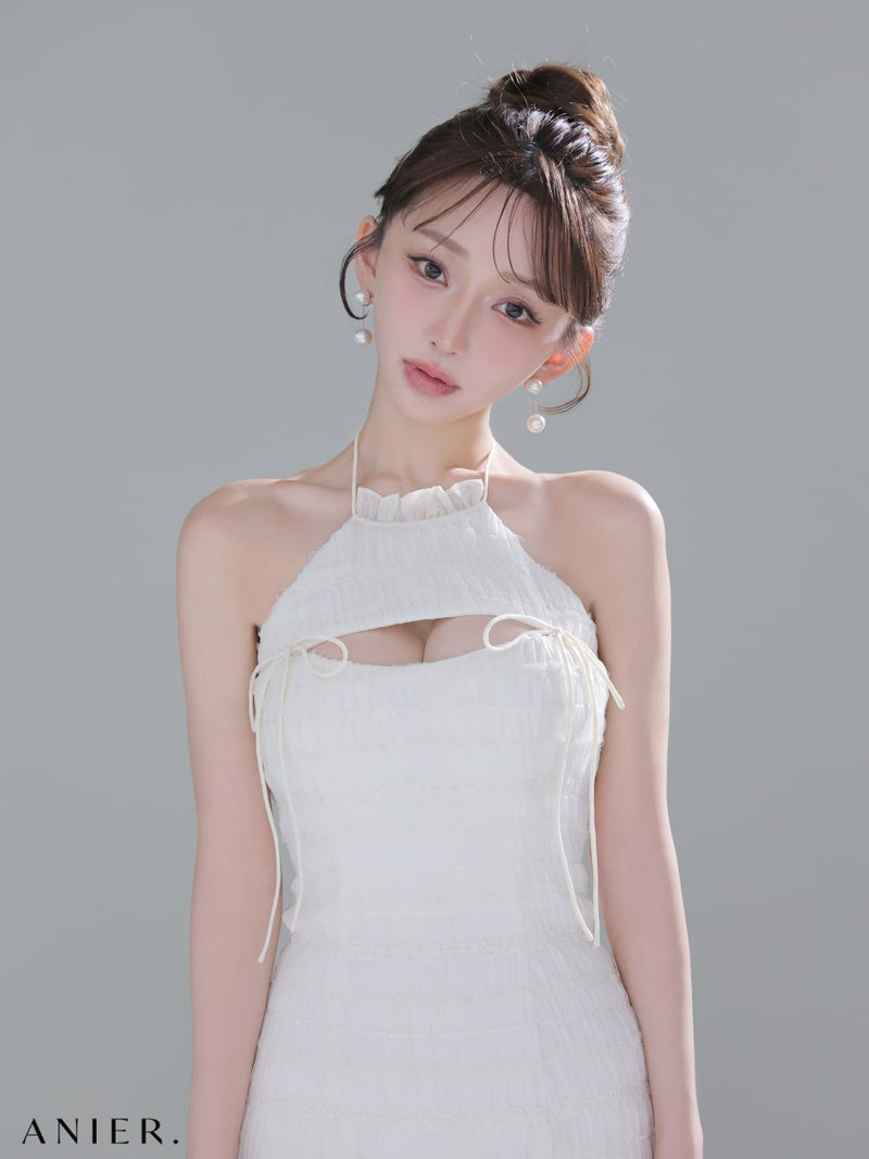 ROBE de FLEURS anier.ROBE ローブドフルール アニエルローブ 【XSサイズあり】Chiffon amesuri bust cutout tight mini dress fm-anier4061-c