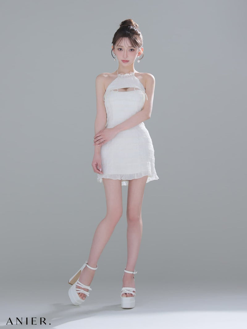 ROBE de FLEURS anier.ROBE ローブドフルール アニエルローブ 【XSサイズあり】Chiffon amesuri bust cutout tight mini dress fm-anier4061-c