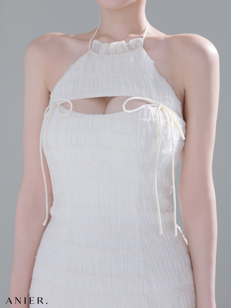 ROBE de FLEURS anier.ROBE ローブドフルール アニエルローブ 【XSサイズあり】Chiffon amesuri bust cutout tight mini dress fm-anier4061-c