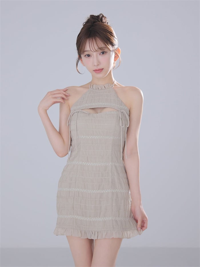 ROBE de FLEURS anier.ROBE ローブドフルール アニエルローブ 【XSサイズあり】Chiffon amesuri bust cutout tight mini dress fm-anier4061-c
