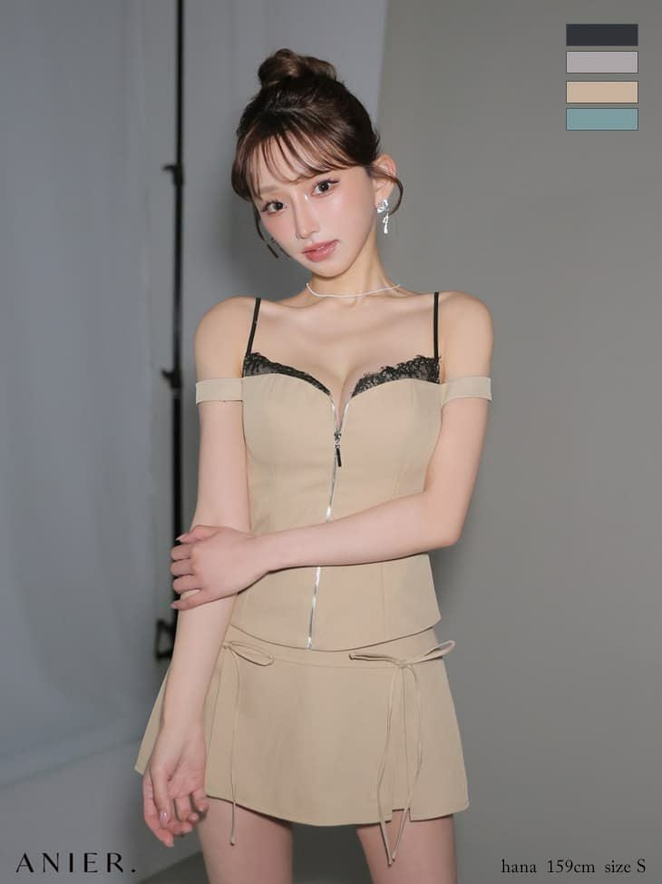  ROBE de FLEURS anier.ROBE ローブドフルール アニエルローブ 【XSサイズあり】Bust lace layered two-piece mini dress fm-anier4060-c