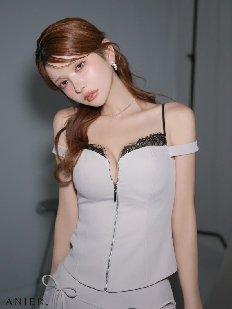  ROBE de FLEURS anier.ROBE ローブドフルール アニエルローブ 【XSサイズあり】Bust lace layered two-piece mini dress fm-anier4060-c