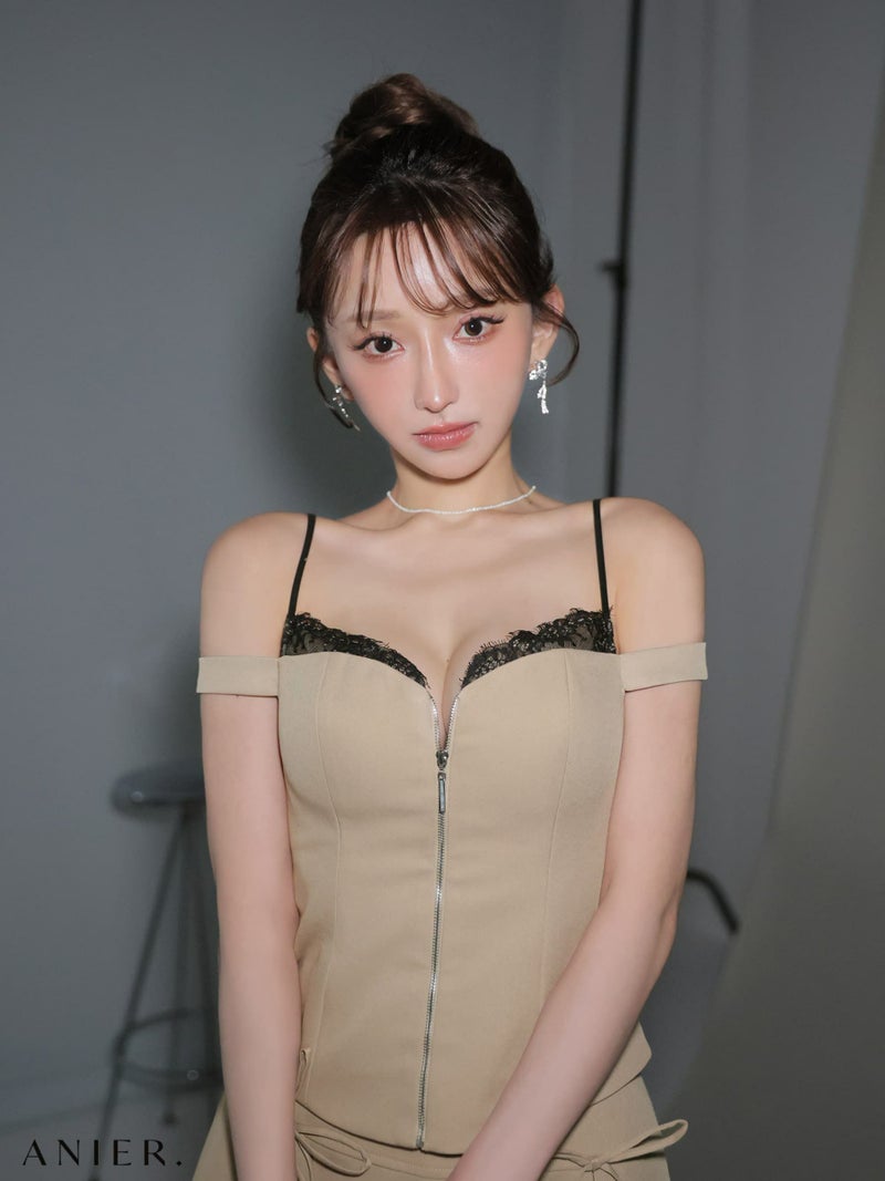  ROBE de FLEURS anier.ROBE ローブドフルール アニエルローブ 【XSサイズあり】Bust lace layered two-piece mini dress fm-anier4060-c