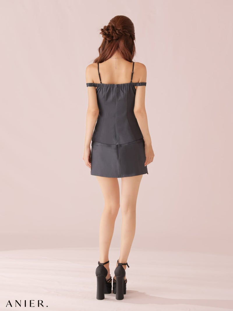  ROBE de FLEURS anier.ROBE ローブドフルール アニエルローブ 【XSサイズあり】Bust lace layered two-piece mini dress fm-anier4060-c