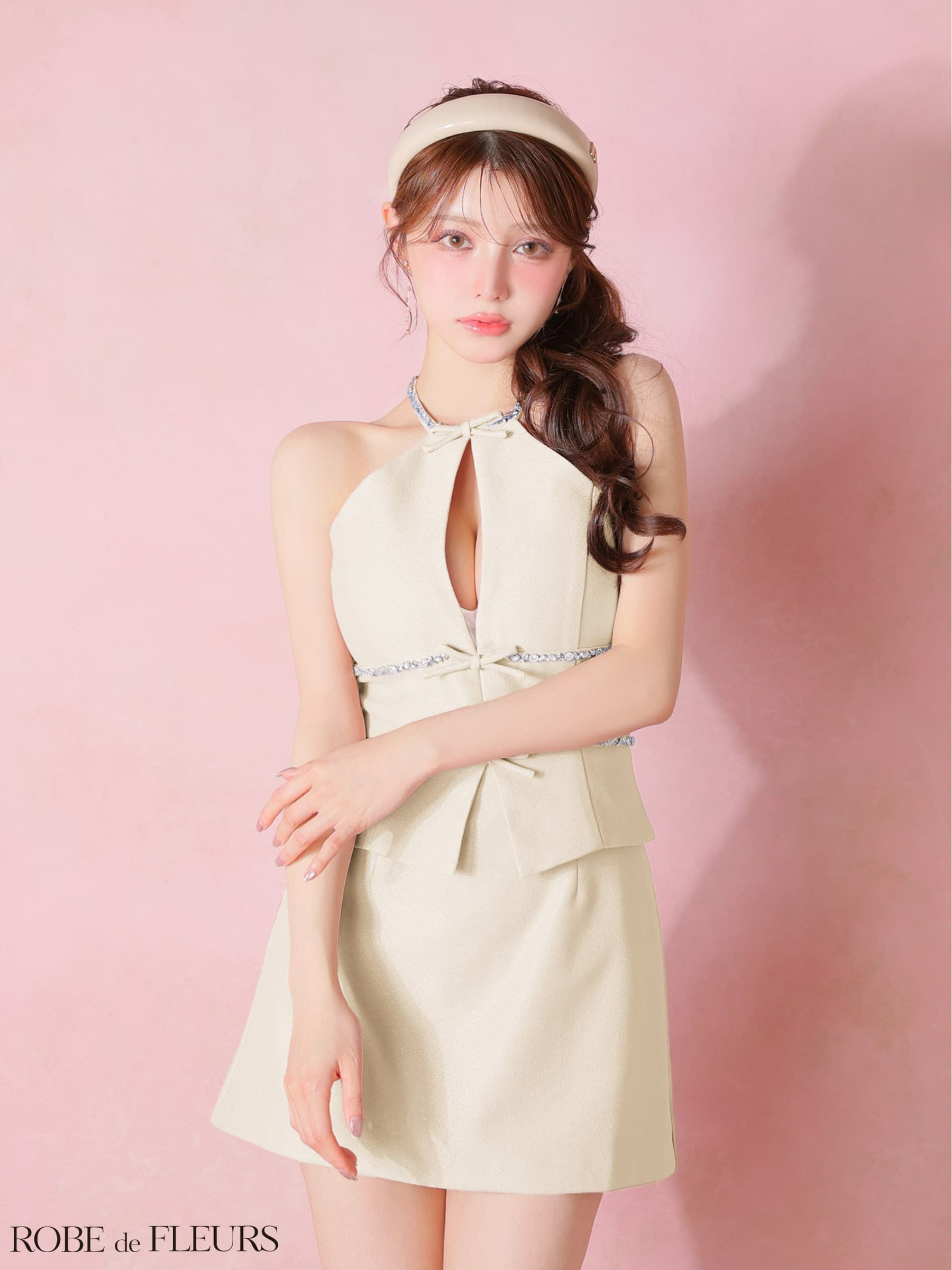 ROBE de FLEURS ローブドフルール 【XSサイズあり】ラメツイルビジュー