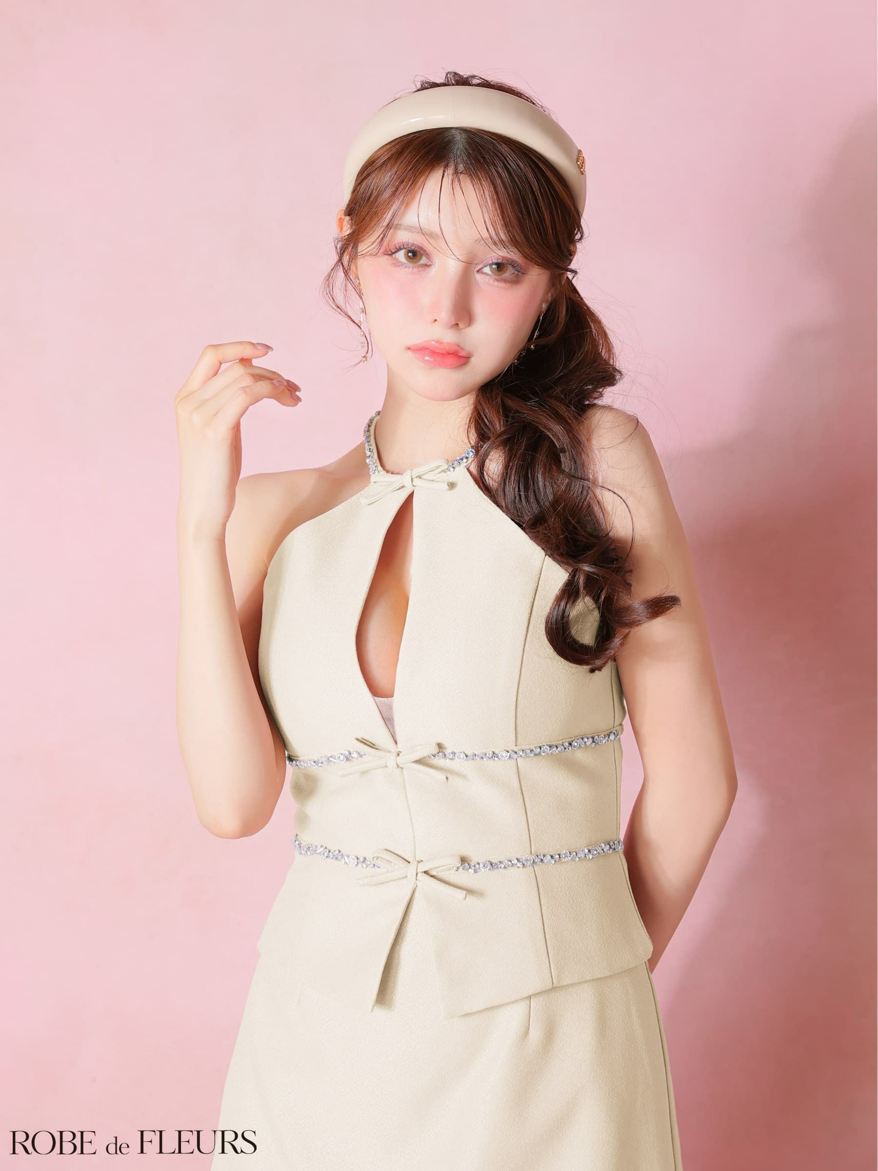ROBE de FLEURS ローブドフルール 【XSサイズあり】ラメツイルビジュー