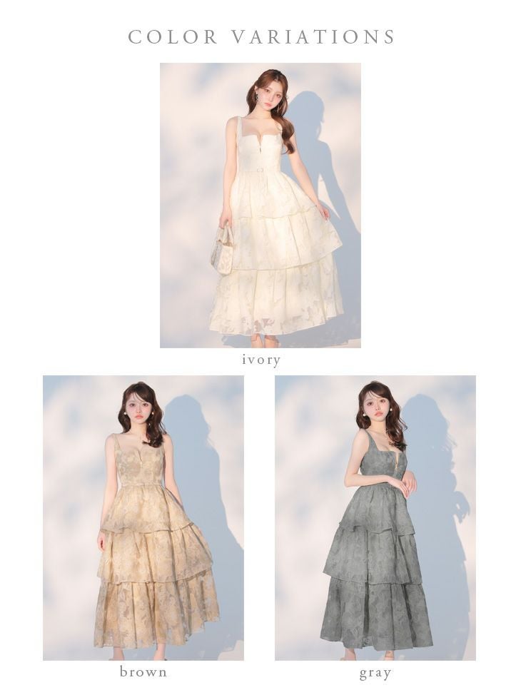 DEA. ディア バイ ローブドフルール 【XS～Lサイズあり】 オーガンジーフラワーティアードロングキャバドレス de4171