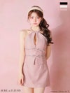 ROBE de FLEURS ローブドフルール 【XSサイズあり】ラメツイルビジューリボンホルターネックセットアップミニキャバドレス fm4343