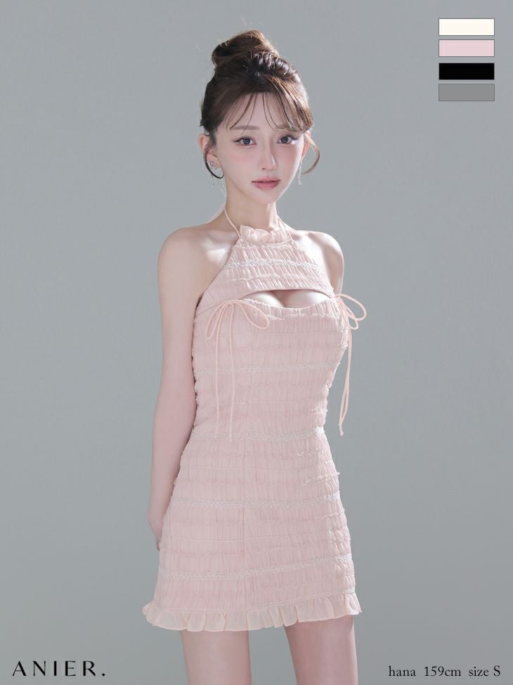 ROBE de FLEURS anier.ROBE ローブドフルール アニエルローブ 【XSサイズあり】Chiffon amesuri bust cutout tight mini dress シフォンアメスリカットアウトミニドレス fm-anier4061
