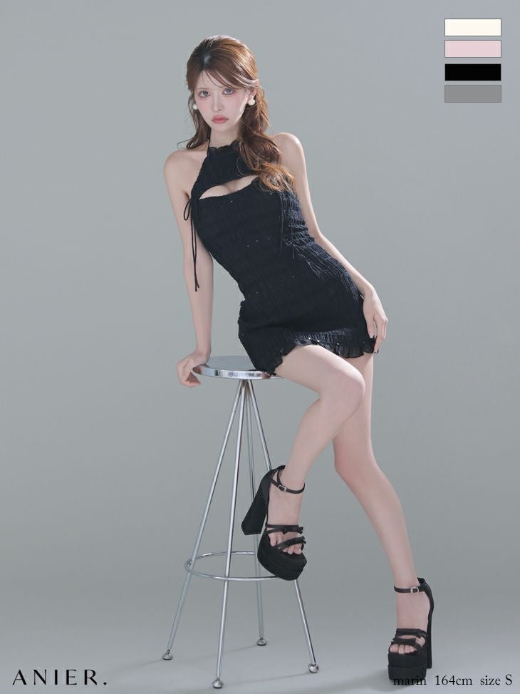 ROBE de FLEURS anier.ROBE ローブドフルール アニエルローブ 【XSサイズあり】Chiffon amesuri bust cutout tight mini dress シフォンアメスリカットアウトミニドレス fm-anier4061