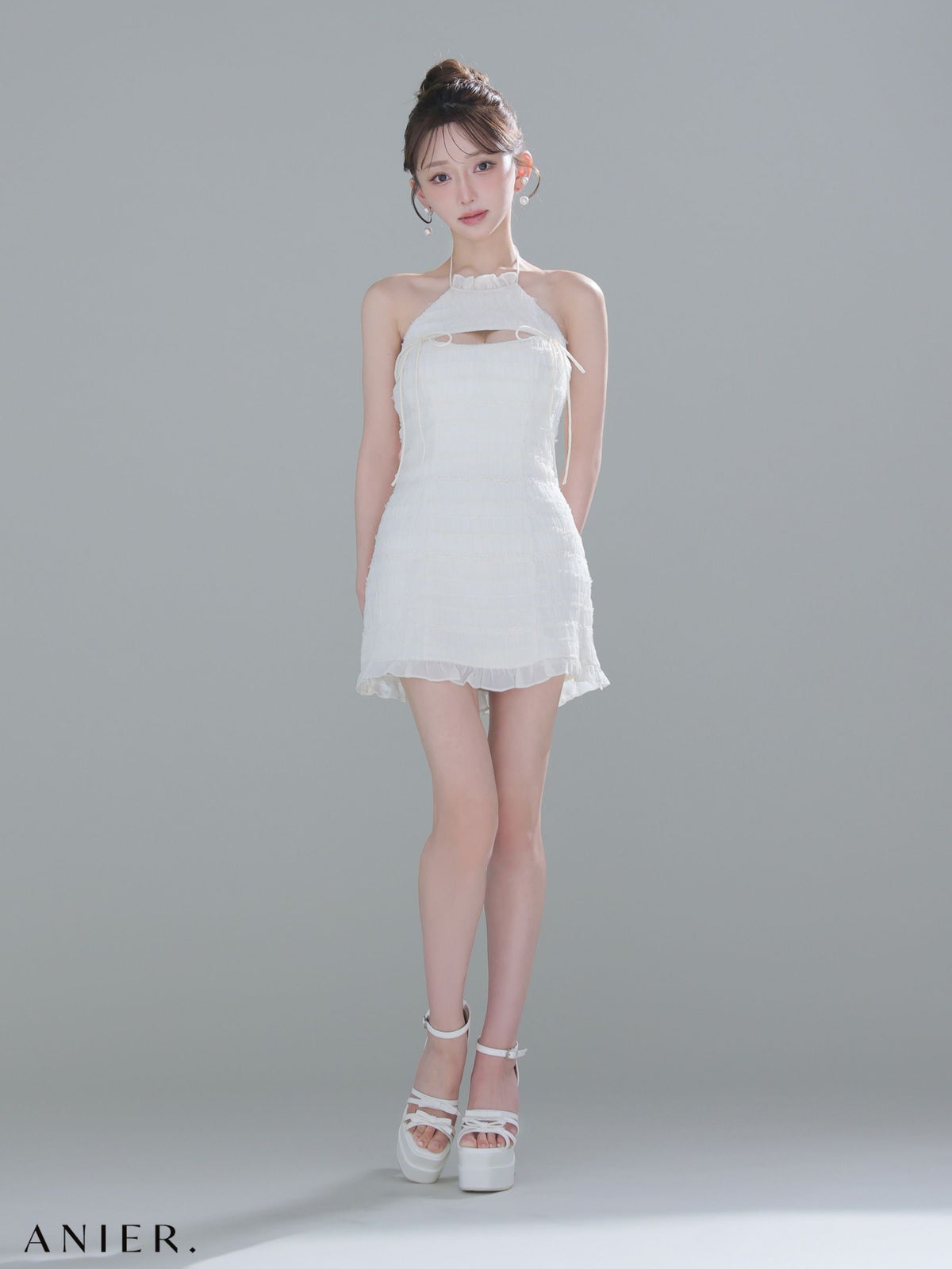ROBE de FLEURS anier.ROBE ローブドフルール アニエルローブ 【XSサイズあり】Chiffon amesuri bust cutout tight mini dress シフォンアメスリカットアウトミニドレス fm-anier4061