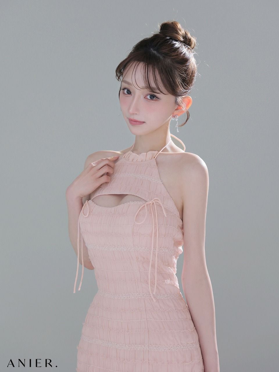 ROBE de FLEURS anier.ROBE ローブドフルール アニエルローブ 【XSサイズあり】Chiffon amesuri bust cutout tight mini dress シフォンアメスリカットアウトミニドレス fm-anier4061