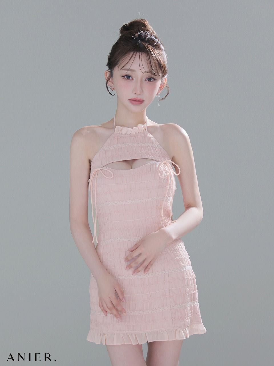 ROBE de FLEURS anier.ROBE ローブドフルール アニエルローブ 【XSサイズあり】Chiffon amesuri bust cutout tight mini dress シフォンアメスリカットアウトミニドレス fm-anier4061