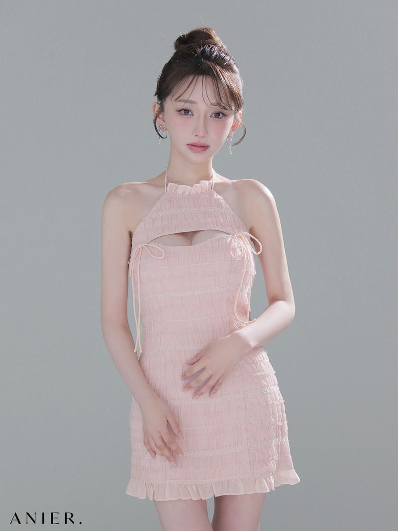 ROBE de FLEURS anier.ROBE ローブドフルール アニエルローブ 【XSサイズあり】Chiffon amesuri bust cutout tight mini dress シフォンアメスリカットアウトミニドレス fm-anier4061