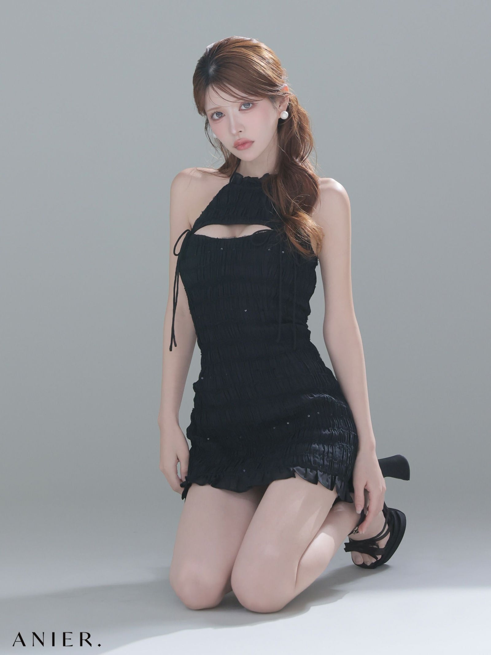 ROBE de FLEURS anier.ROBE ローブドフルール アニエルローブ 【XSサイズあり】Chiffon amesuri bust cutout tight mini dress シフォンアメスリカットアウトミニドレス fm-anier4061