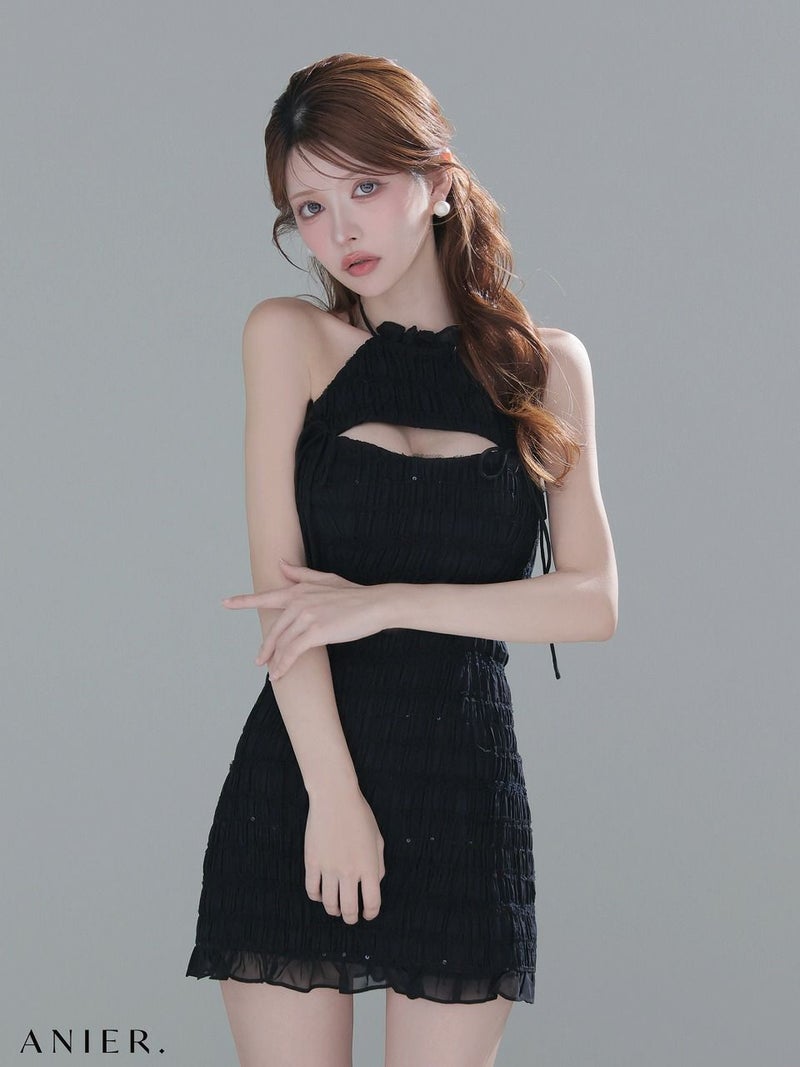 ROBE de FLEURS anier.ROBE ローブドフルール アニエルローブ 【XSサイズあり】Chiffon amesuri bust cutout tight mini dress シフォンアメスリカットアウトミニドレス fm-anier4061