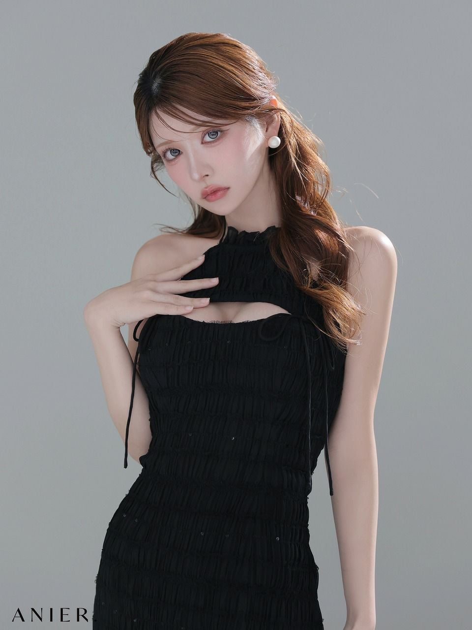 ROBE de FLEURS anier.ROBE ローブドフルール アニエルローブ 【XSサイズあり】Chiffon amesuri bust cutout tight mini dress シフォンアメスリカットアウトミニドレス fm-anier4061