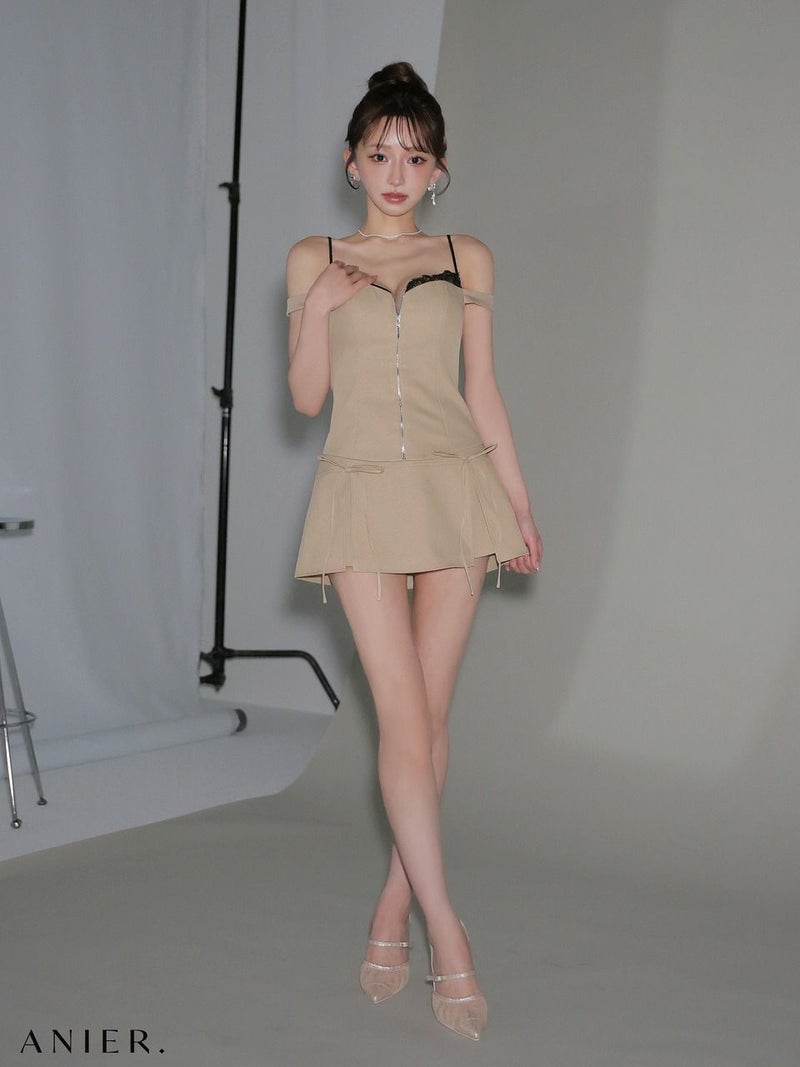 ROBE de FLEURS anier.ROBE ローブドフルール アニエルローブ 【XSサイズあり】Bust lace layered two-piece mini dress バストレースレイヤードセットアップミニドレス fm-anier4060