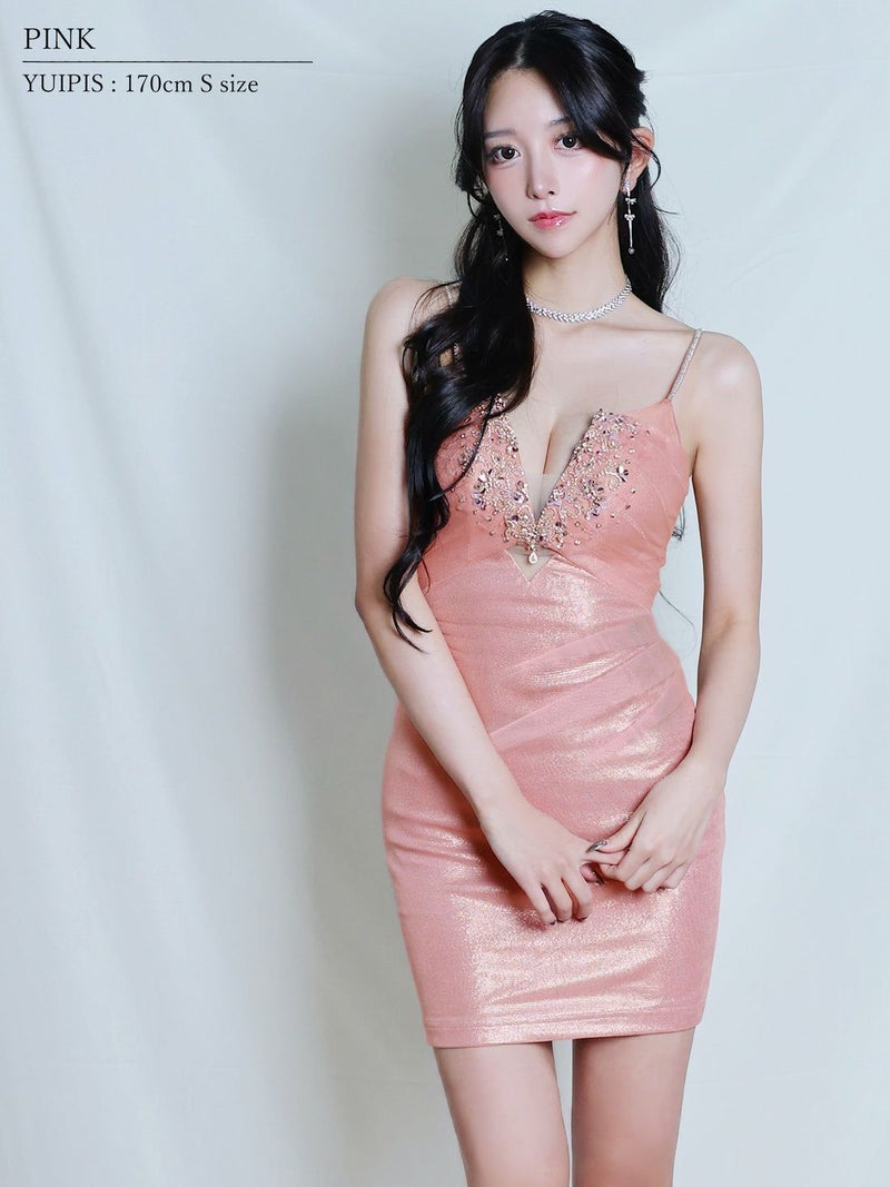 AngelR エンジェルアール バストVカットウエストタックビジュータイトミニドレス ar26311