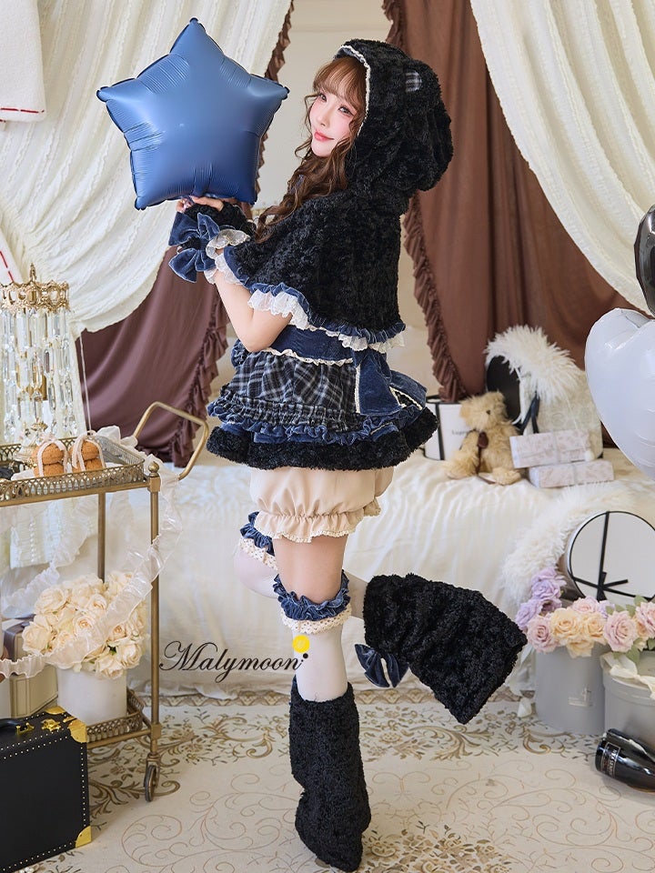 【10点セット】Malymoon マリームーン ホリデーチェックケープベア [ネイビー/ホワイト] mlcs25148-2