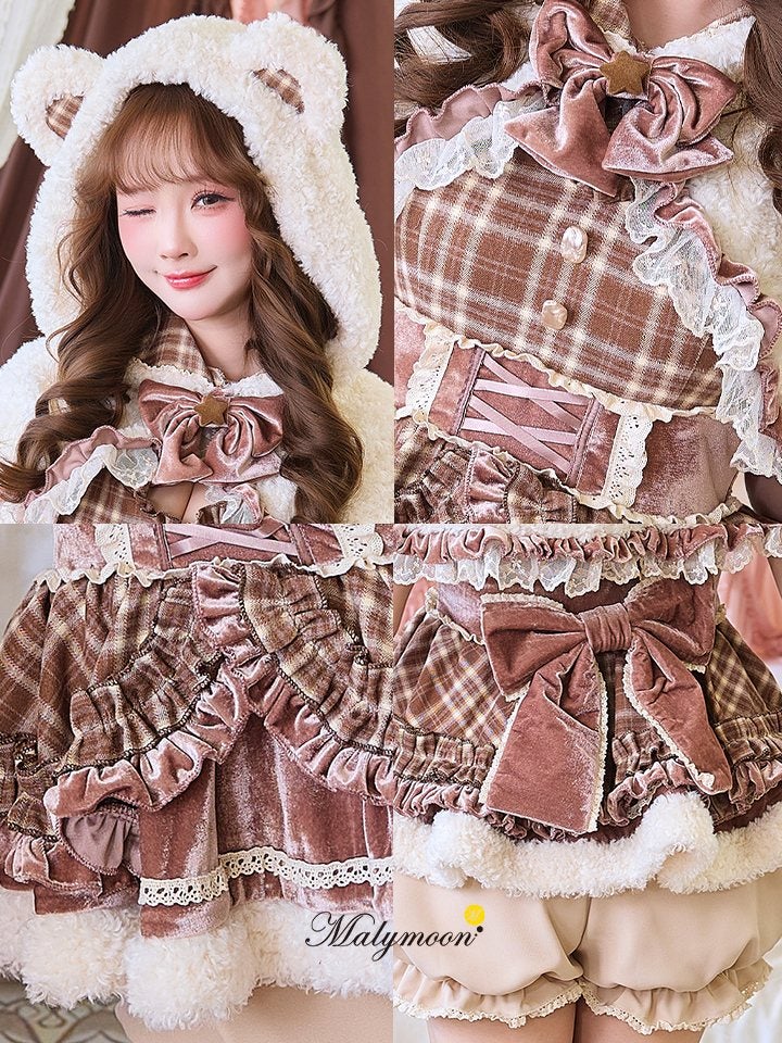 【10点セット】Malymoon マリームーン ホリデーチェックケープベア [ネイビー/ホワイト] mlcs25148-2