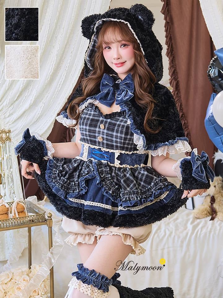 【10点セット】Malymoon マリームーン ホリデーチェックケープベア [ネイビー/ホワイト] mlcs25148-2