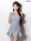 IRMA イルマ ワンショル/リボン/ビジュー/カットアウト/フリル/セミフレア/ミニドレス ir61021-c