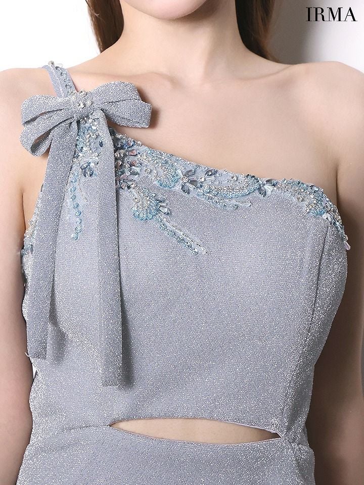 IRMA イルマ ワンショル/リボン/ビジュー/カットアウト/フリル/セミフレア/ミニドレス ir61021-c