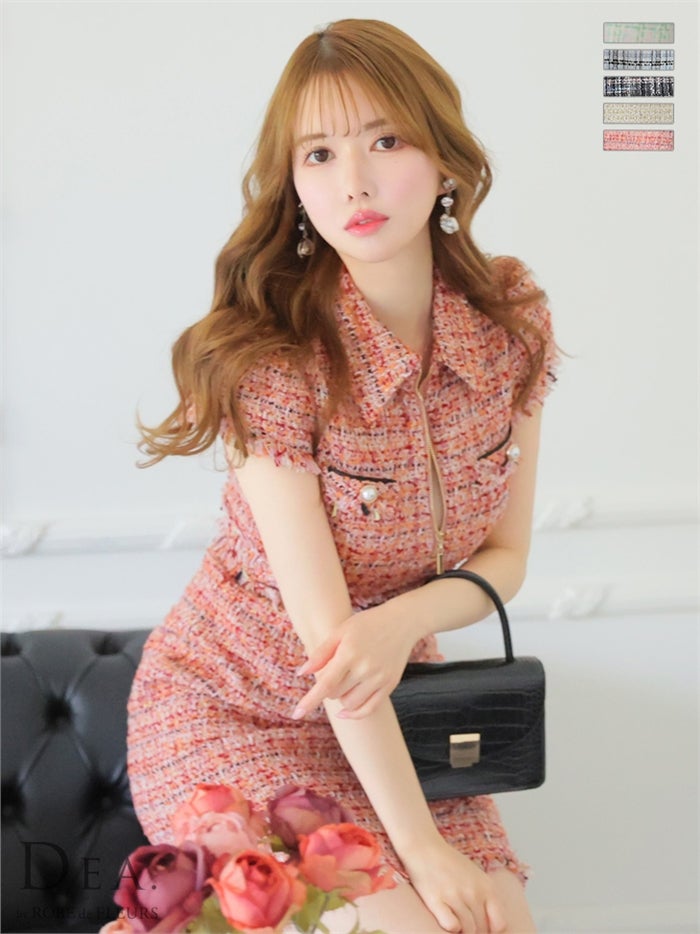DEA ROBE de FLEURSローブドフルール・大人襟付きワンピースドレス ROBE de FLEURS SALE】DEA. ディア バイ ローブドフルール ジッパー
