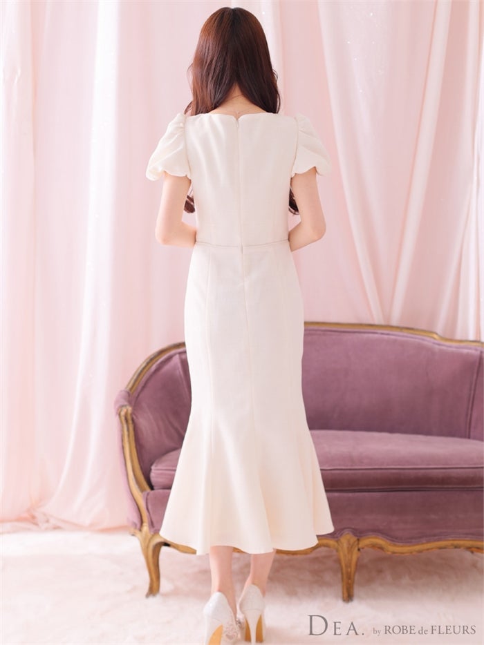 【ROBE de FLEURS SALE】DEA. ディア バイ ローブドフルール フロントジッパーパフスリーブロングキャバドレス de2888-s26